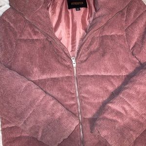Winter coat, pink rose in color